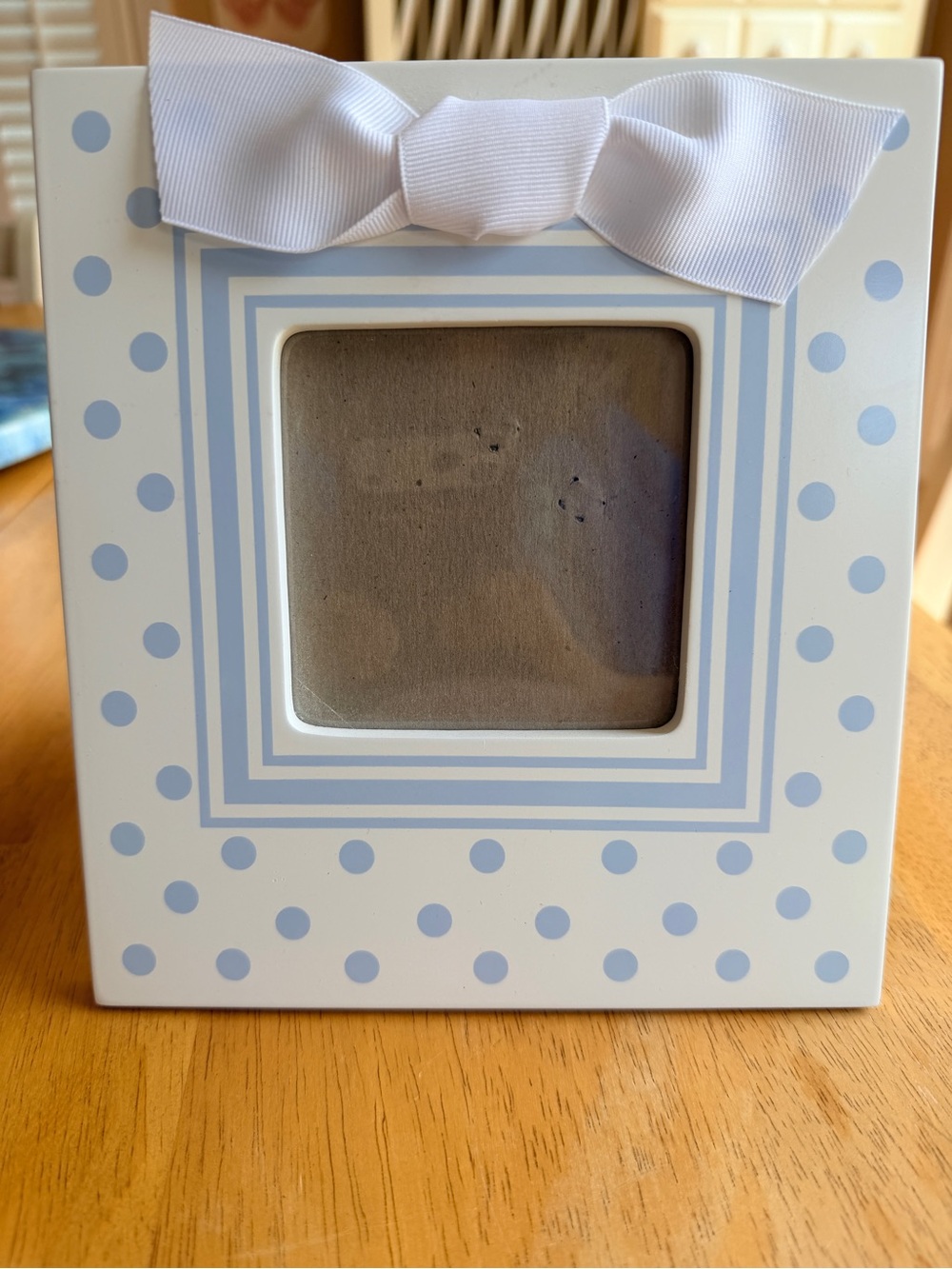 Blue Polka Dot Picture Frame with Bow - Home Accents